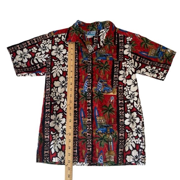 RJC Hawaiian Shirt Aloha Cotton Wood Buttons Made in USA Youth Sz 12 - Picture 4 of 11
